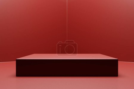 Foto de 3d illustration of a  rectangle   podium on monocrome  background. Empty pedestal for award ceremony - Imagen libre de derechos