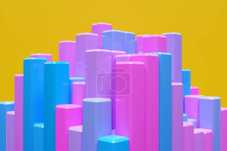 Photo for Abstract geometric lines design element.  Blue  and pink  striped background. 3d illustration - Royalty Free Image