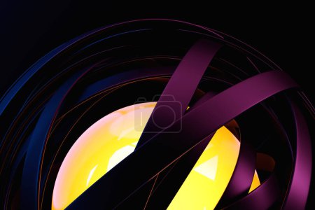 Foto de 3D illustration,  purple   illusion isometric abstract shapes colorful shapes intertwined - Imagen libre de derechos