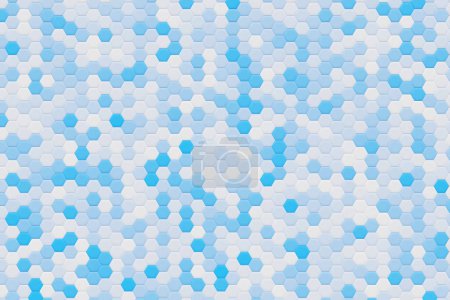 Téléchargez les photos : 3d illustration of a blue honeycomb monochrome honeycomb for honey. Pattern of simple geometric hexagonal shapes, mosaic background. Bee honeycomb concept, Beehive - en image libre de droit