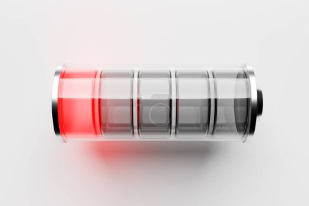 Téléchargez les photos : Close-up 3D illustration of  red  indicators value on a  battery on white background. - en image libre de droit