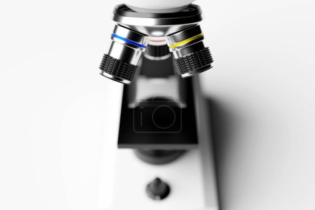 Foto de Realistic 3d microscope on white background, laboratory equipment. Microscope for laboratory research - Imagen libre de derechos