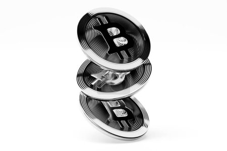 Photo for 3d illustration silver  bitcoin coin. Cryptocurrency bitcoin symbol  on white background. - Royalty Free Image
