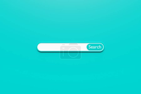 Téléchargez les photos : 3D illustration, Search bar design element on a   blue   background. Search bar for website and user interface, mobile applications. - en image libre de droit