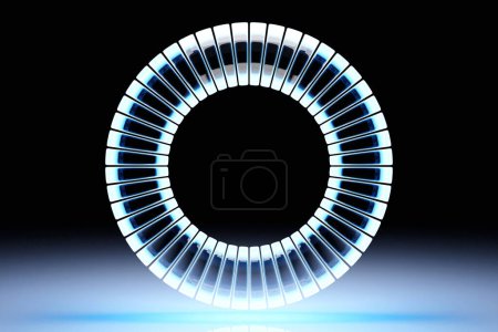 Foto de 3d illustration of a portal from a circle,  walkway.  A close-up of a blue  round monocrome tunnel. - Imagen libre de derechos