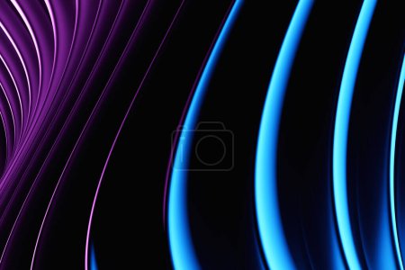 Photo for 3d illustration of   purple   glowing color lines.  Technology geometry  background. - Royalty Free Image
