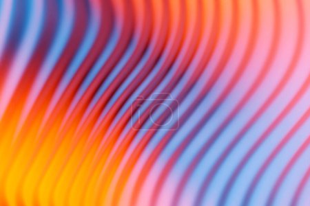 Foto de 3D illustration  pink and orange  stripes in the form of wave waves, futuristic background. - Imagen libre de derechos