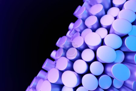 Foto de 3d illustration of a stereo  purple  shapes . Abstract   glowing   lines pattern - Imagen libre de derechos