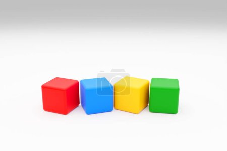 Téléchargez les photos : Set of colorful building blocks of a children's designer. 3D illustration. - en image libre de droit