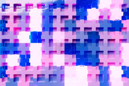 Foto de 3D rendering. Pink and blue pattern of crosses of various shapes. Minimalistic pattern of simple shapes. Bright creative symmetrical texture - Imagen libre de derechos
