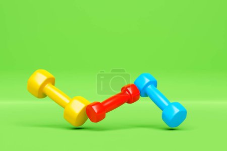 Photo for 3d render illustration of a colorful dumbbell  on white   background. Creative concept. - Royalty Free Image