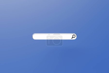 Foto de 3D illustration, Search bar design element on a blue background. - Imagen libre de derechos