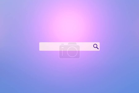 Téléchargez les photos : Illustration 3D d'une page de recherche internet sur fond violet. Barre de recherche icônes - en image libre de droit