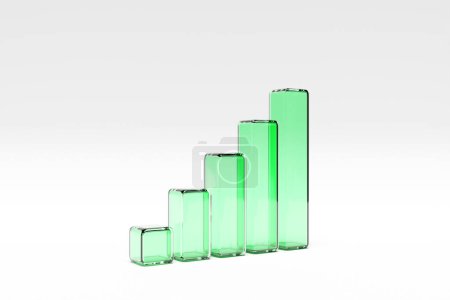 Photo for Close-up 3D illustration of  green indicators value on a white background. - Royalty Free Image