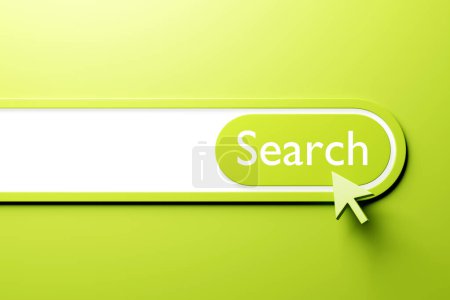 Photo for 3D illustration of a  green search frame, a box, an internet panel with a magnifying glass icon. The concept of a modern audio search on the Internet - Royalty Free Image