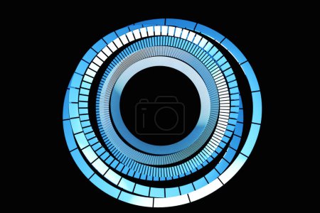 Téléchargez les photos : 3d illustration of a portal from a circle,  walkway.  A close-up of a blue  round monocrome tunnel. - en image libre de droit
