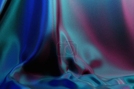 Téléchargez les photos : 3D illustration blue satin fabric design element, fabric wave, elegant textile - en image libre de droit