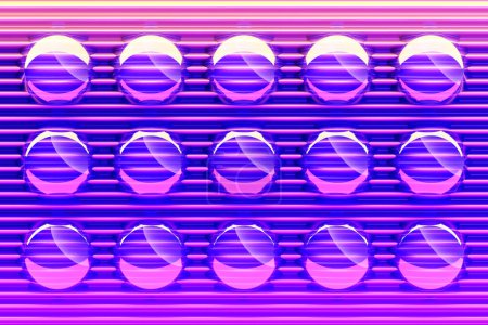 Photo for 3D rendering.  Transparent inflatable balls. Close-up geometric figure of a ball  on purple background - Royalty Free Image