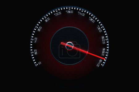 Photo for 3D illustration of the dashboard of the car is illuminated by black  illumination. Circle speedometer - Royalty Free Image