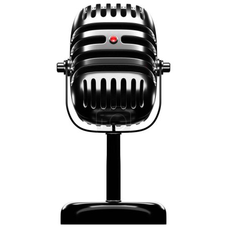 Téléchargez les photos : Silver microphone,   model  on white isolated background, 3d illustration. music award, karaoke, radio and recording studio sound equipment - en image libre de droit