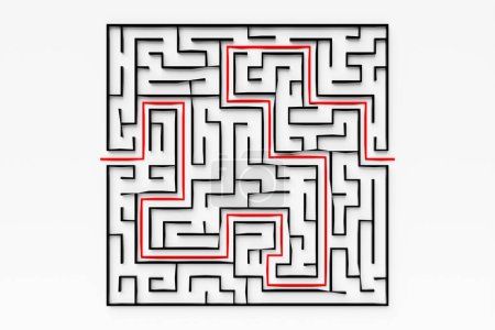 Foto de 3d illustration of a black square  corridor - puzzle. 3D Labyrinth with volumetric walls. Dungeon escape or puzzle level design. - Imagen libre de derechos