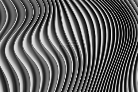 Foto de 3d illustration of a stereo white  strip . Geometric stripes similar to waves. Abstract   glowing crossing lines pattern - Imagen libre de derechos