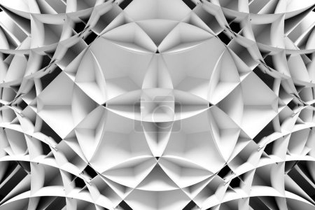 Téléchargez les photos : Illustration 3D motif géométrique blanc. Géométrie fond, motif - en image libre de droit