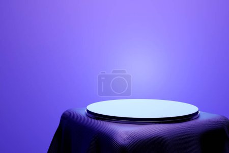 Foto de 3d illustration of a  purple   podium on monocrome  background. Empty pedestal for award ceremony - Imagen libre de derechos