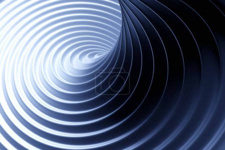 Téléchargez les photos : 3D illustration  blue stripes in the form of wave waves, futuristic background. - en image libre de droit