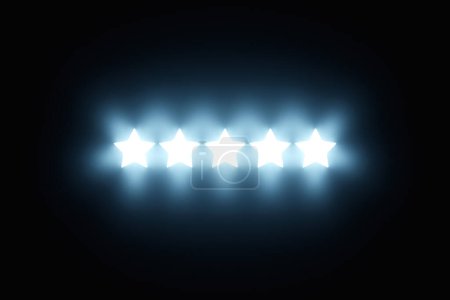 Foto de 3D illustration. Five blue  stars glossy colors. Achievements for games. Customer rating feedback concept from client - Imagen libre de derechos