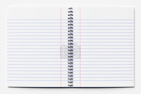 Foto de Mockup notebook with stripes with space for notes. Graph striped background. Open notepad on rings. 3D illustration - Imagen libre de derechos