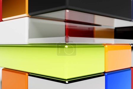 Photo for 3d illustration of rows of colorful polygones. Parallelogram pattern. Technology geometry  background - Royalty Free Image