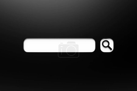 Foto de 3D illustration, Search bar design element on a black background. Search bar for website and user interface, mobile applications. - Imagen libre de derechos