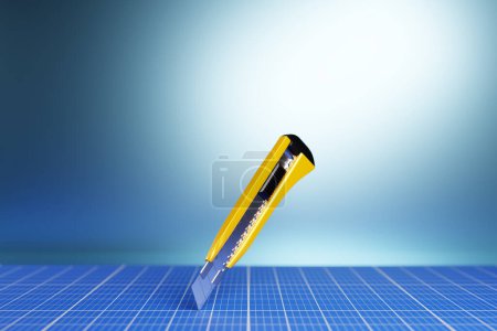 Foto de 3D illustration of a cutter in cartoon style on a blue background. Hand carpentry tool for the workshop. - Imagen libre de derechos