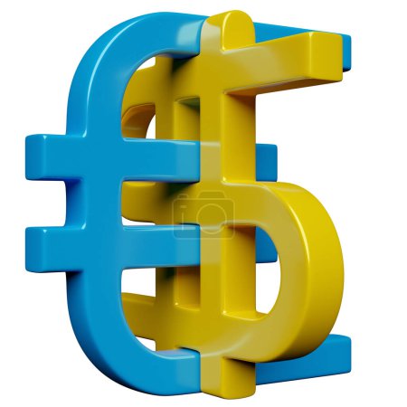 Téléchargez les photos : Illustration 3D des icônes de l'euro et du dollar sur fond blanc isolé. Symbole de change, hausse des prix. Conversion dollar en euro et retour. - en image libre de droit