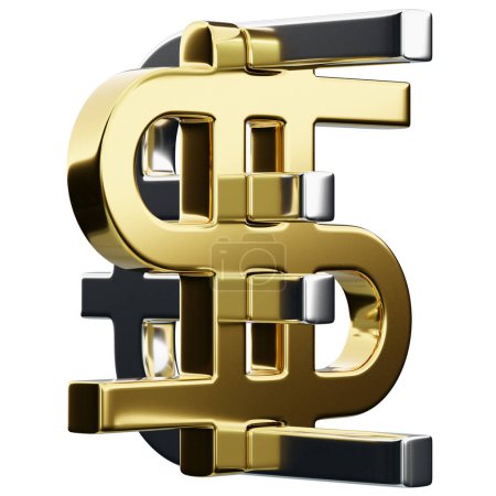 Photo for 3d illustration of  gold euro and silver dollar money icons on  white isolated background. Currency exchange symbol, rising prices. Convert dollar to euro and back. - Royalty Free Image