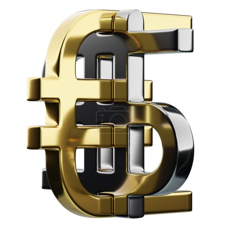 Foto de 3d illustration of  gold euro and silver dollar money icons on  white isolated background. Currency exchange symbol, rising prices. Convert dollar to euro and back. - Imagen libre de derechos