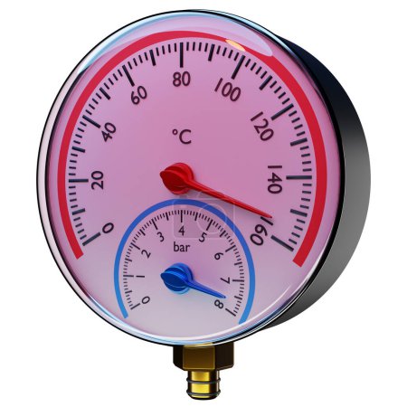 Photo for 3d illustration of a round barometer with markings up to 160 on a white isolated background - Royalty Free Image