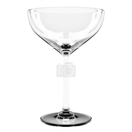 Photo for 3d illustration of a glass martini goblet on a white  background. Glass realistic illustration - Royalty Free Image