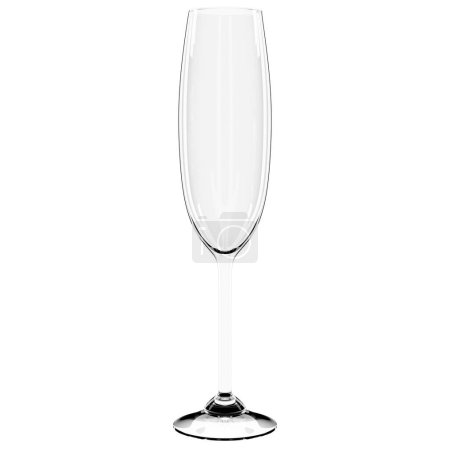 Téléchargez les photos : Illustration 3D d'un verre de champagne sur fond blanc. Illustration réaliste d'un verre pour alcool fort - en image libre de droit