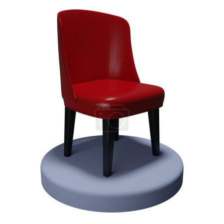Photo for 3D illustration a  red chair on pedestal on a white isolated background. - Royalty Free Image
