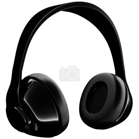 Foto de Ilustración 3d de auriculares retro negros sobre fondo blanco aislado. Ilustración del icono del auricular - Imagen libre de derechos