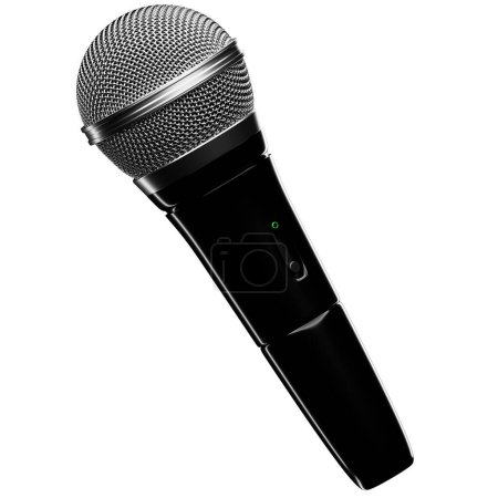 Photo for Silver microphone,   model  on white isolated background, 3d illustration. music award, karaoke, radio and recording studio sound equipment - Royalty Free Image