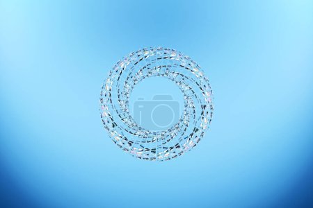 Photo for 3d illustration of a portal from a circle,  walkway.  A close-up of a blue  round monocrome tunnel. - Royalty Free Image