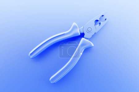Photo for 3D illustration of a  blue   pliers  hand tool isolated on a monocrome background. 3D render and illustration of repair and installation tool - Royalty Free Image