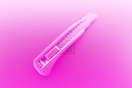 Téléchargez les photos : 3D illustration of a  pink  cutter hand tool isolated on a monocrome background. 3D render and illustration of repair and installation tool - en image libre de droit