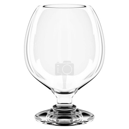 Téléchargez les photos : Illustration 3D gobelet en verre pour cognac, whisky sur fond blanc. illustration réaliste d'un verre pour alcool fort - en image libre de droit