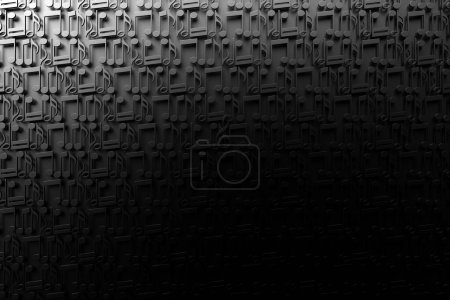 Téléchargez les photos : Clef d'aigu et notes musicales sur fond noir. Design. Illustration 3D - en image libre de droit