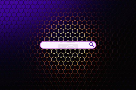 Photo for 3d illustration of an internet search page on a   colorful honeycomb. Search bar  icons - Royalty Free Image