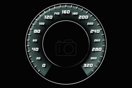 Téléchargez les photos : 3D illustration of the  car panel, digital bright speedometer, odometer and other tools - en image libre de droit